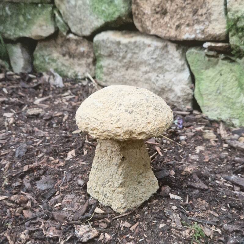 Miniature Cotswold stone mushroom ornament for fairy gardens or small garden gifts