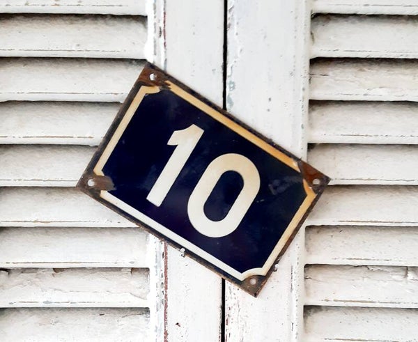 Franse emaille huisnummer 10