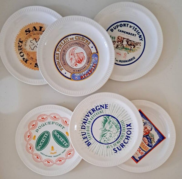 Set van 6 Franse kaasbordjes FROMAGES de FRANCE