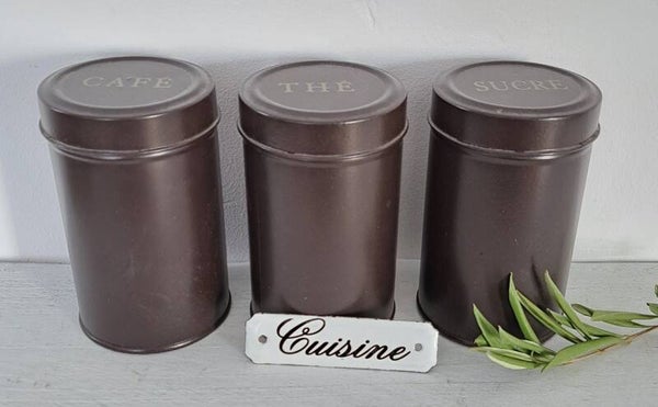 THÉ CAFÉ SUCRE leuke set Franse blikjes donkerbruin