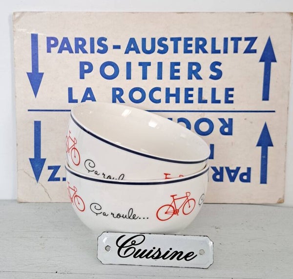 Set van 2 leuke nieuwe aardewerk schaaltjes Ça Roule