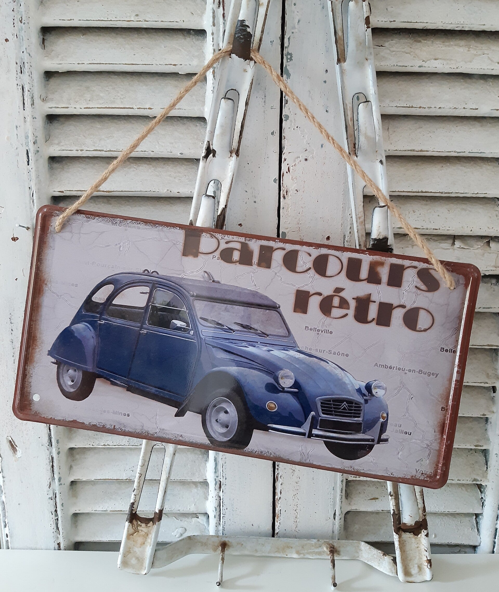 Leuk nostalgisch metalen bord CITROËN 2CV PARCOURS RÉTRO