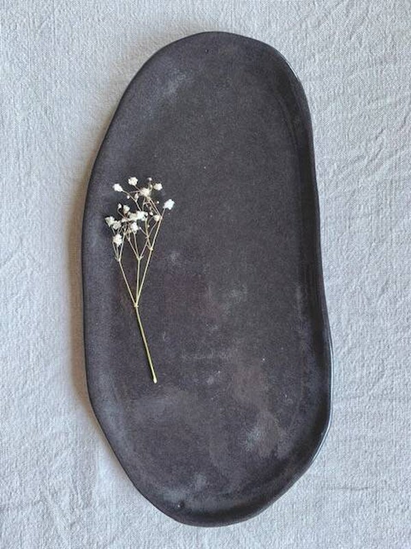 Teller schwarz oval