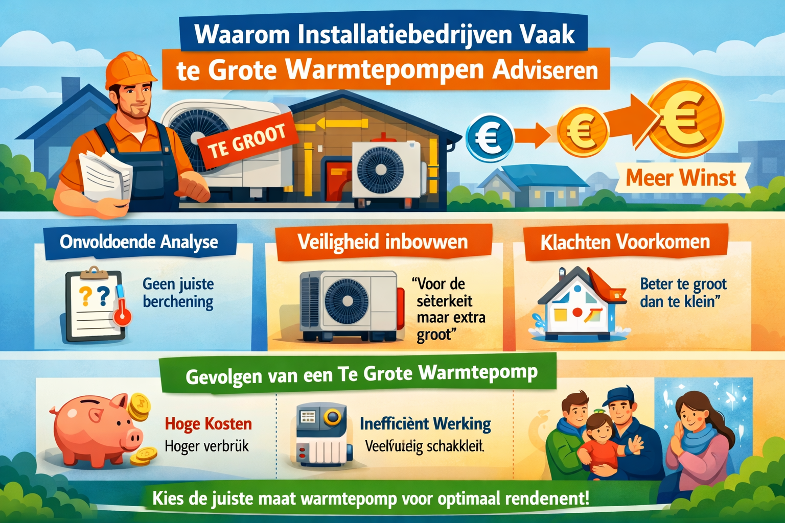 Waarom installatiebedrijven vaak te grote warmtepompen adviseren