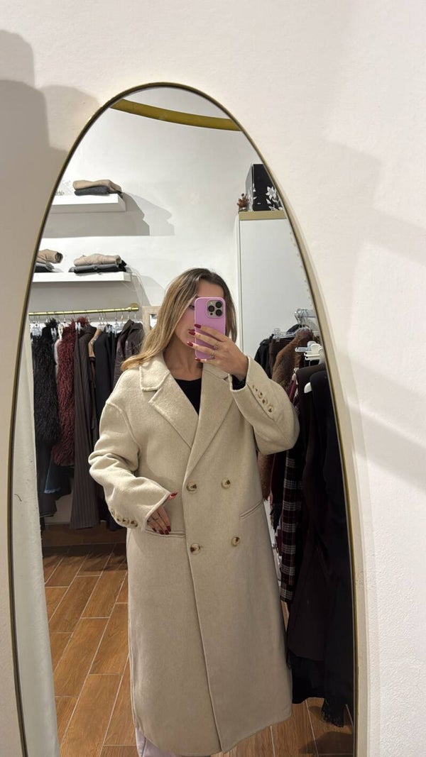 Cappotto doppiopetto burro