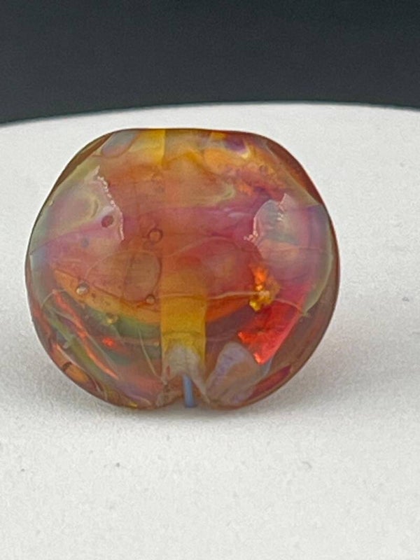 Lentil kraal 2,5 cm, zilverglas encased met zilverbubbels