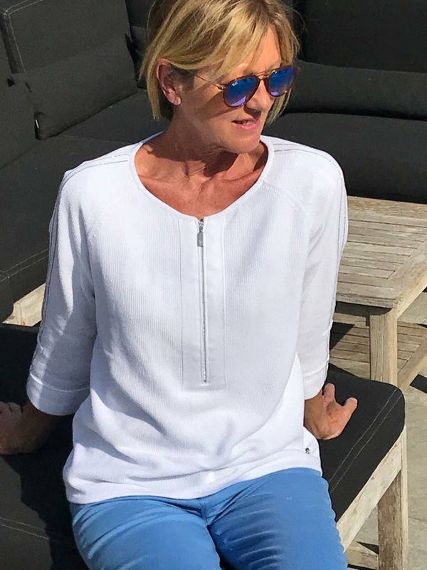 Tshirt-sweater white/blue