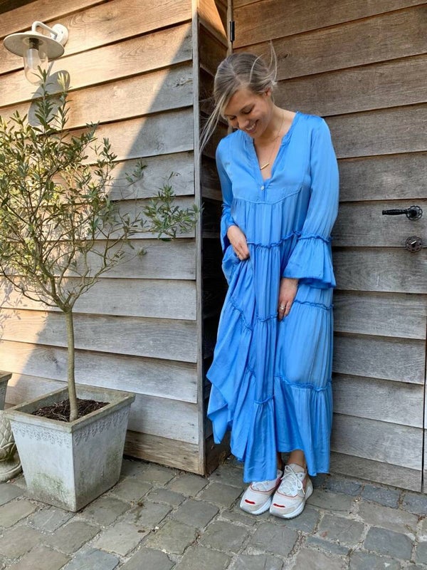 Satindress boho Blauw/Turkoois