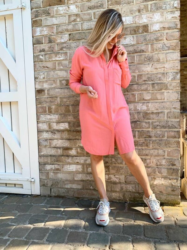 Pink shirt dress