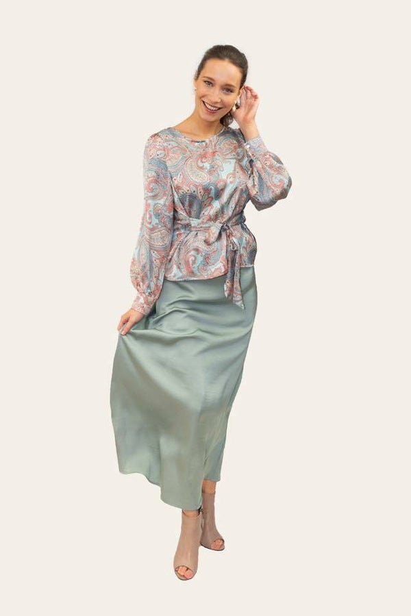 paisley print blouse mint/pink - green/beige