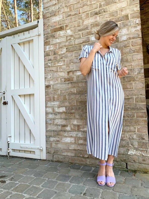 Button down striped dress