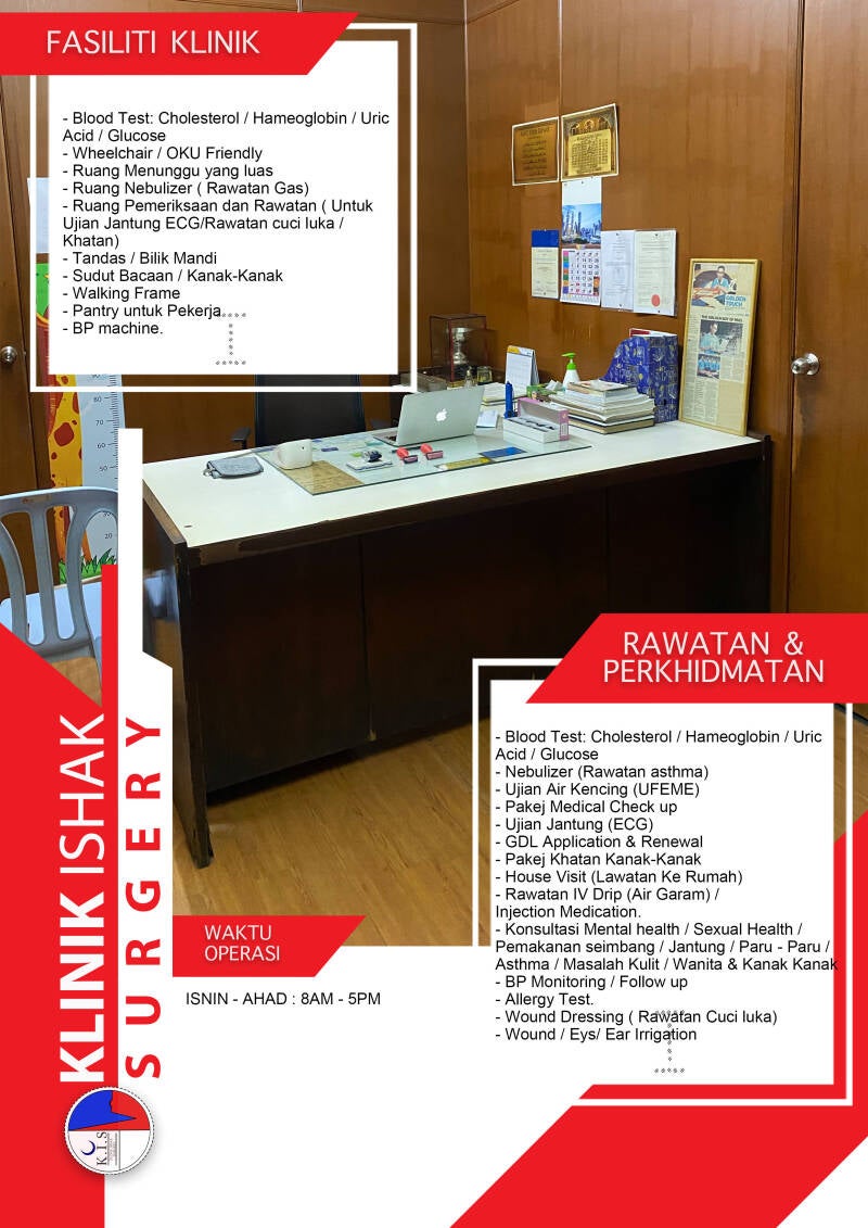 Fasiliti Klinik Ishak / Rawatan dan Perkhidmatan Klinik Ishak / Waktu operasi Klinik Ishak