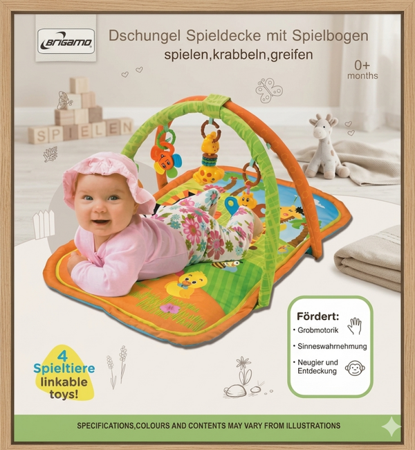 🌿 Brigamo Dschungel-Spieldecke mit Spielbogen – Spielspaß von Anfang an!