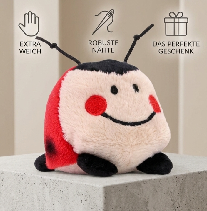 Minifeet Schmoozies Marienkäfer - 2in1 Plüschtier & Displayreiniger mit Unterseite aus Mikrofaser - kuschelig weich - Geschenk für Baby Kinder Freunde Schulstart Einschulung | Höhe: 8 cm