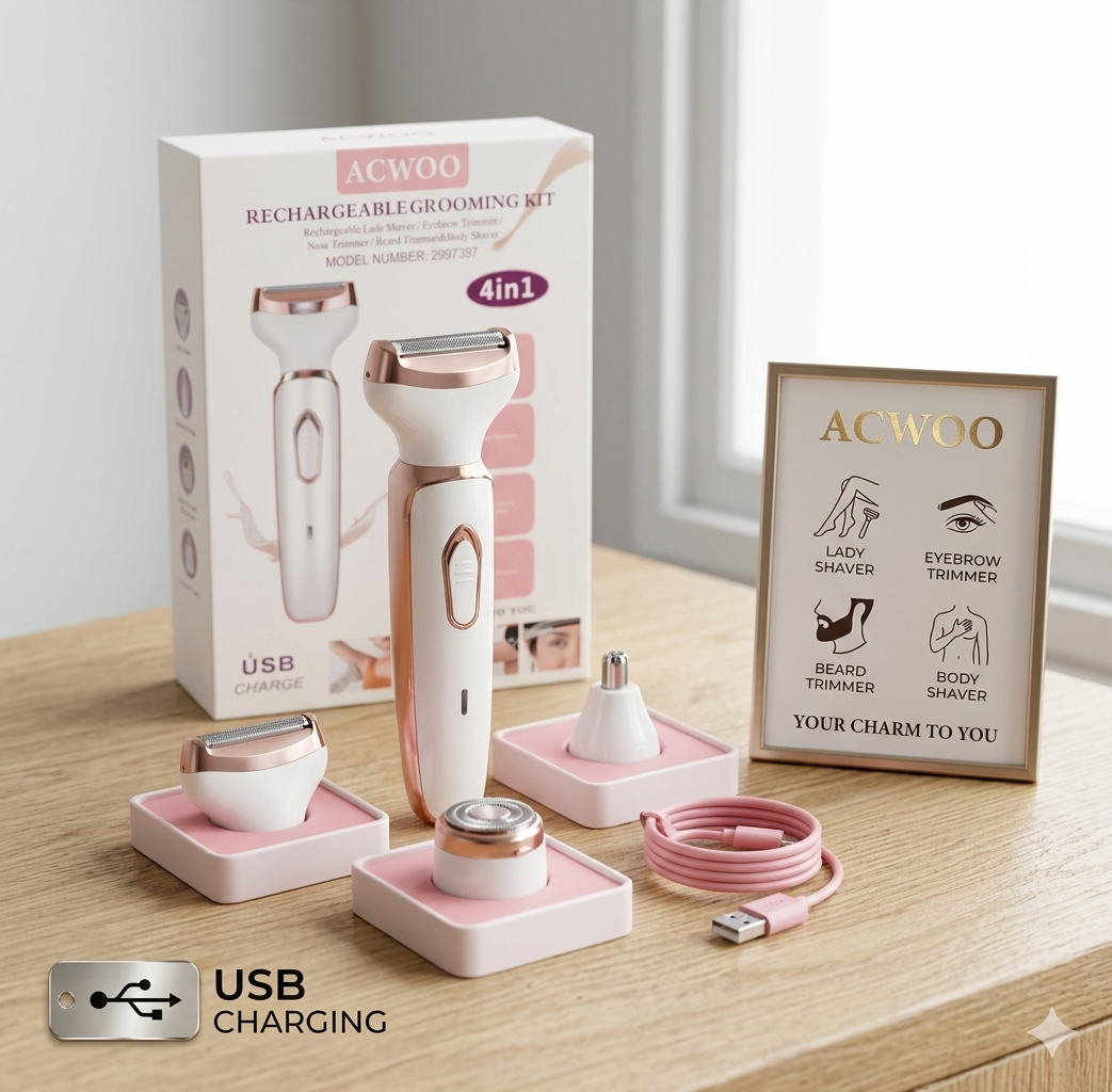 ACWOO Elektrischer Rasierer für Frauen, 4-In-1