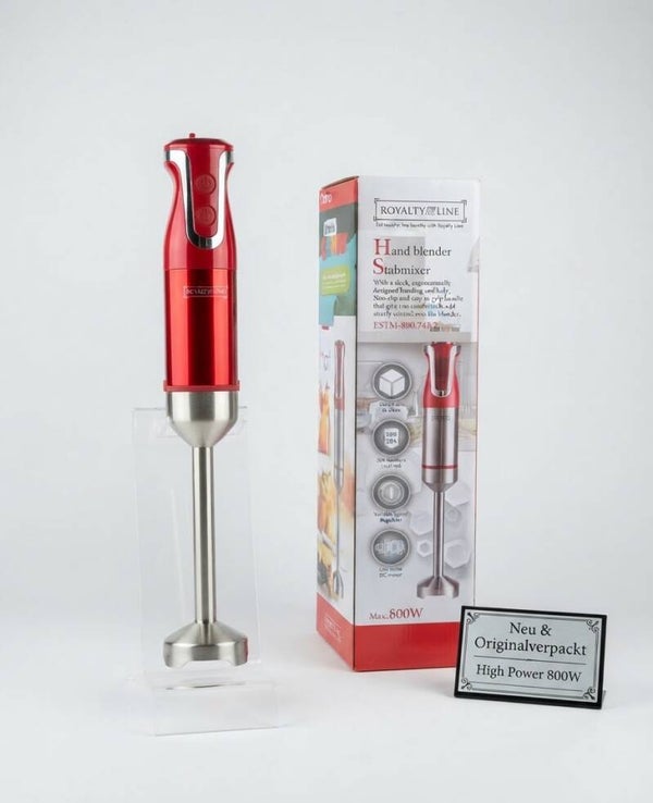 Royalty Line Stabmixer 800W (Modell ESTM-800.743.2) – Leistungsstarker Pürierstab in Rot/Edelstahl