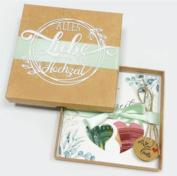 Geldgeschenk Hochzeit - Elegante Hochzeitsgeschenke für Brautpaar - Geldgeschenke Verpackung mit Geschenkbox Hochzeitskarte