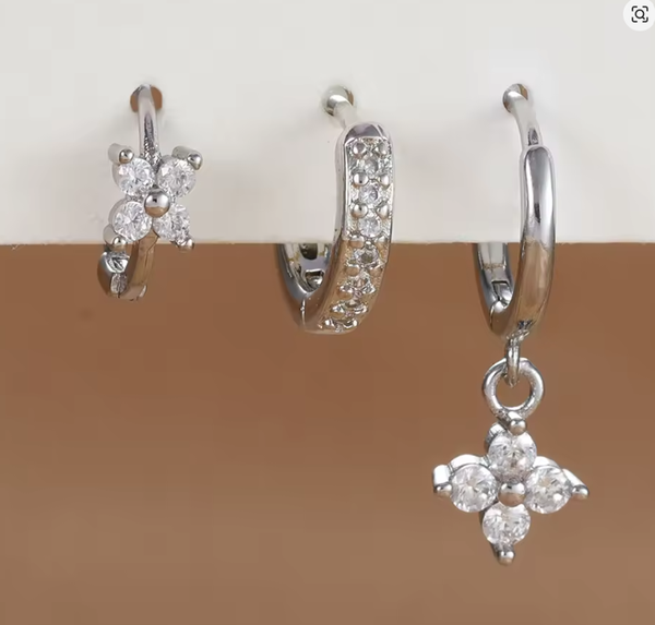 Oorbellen Silver Bloom Set
