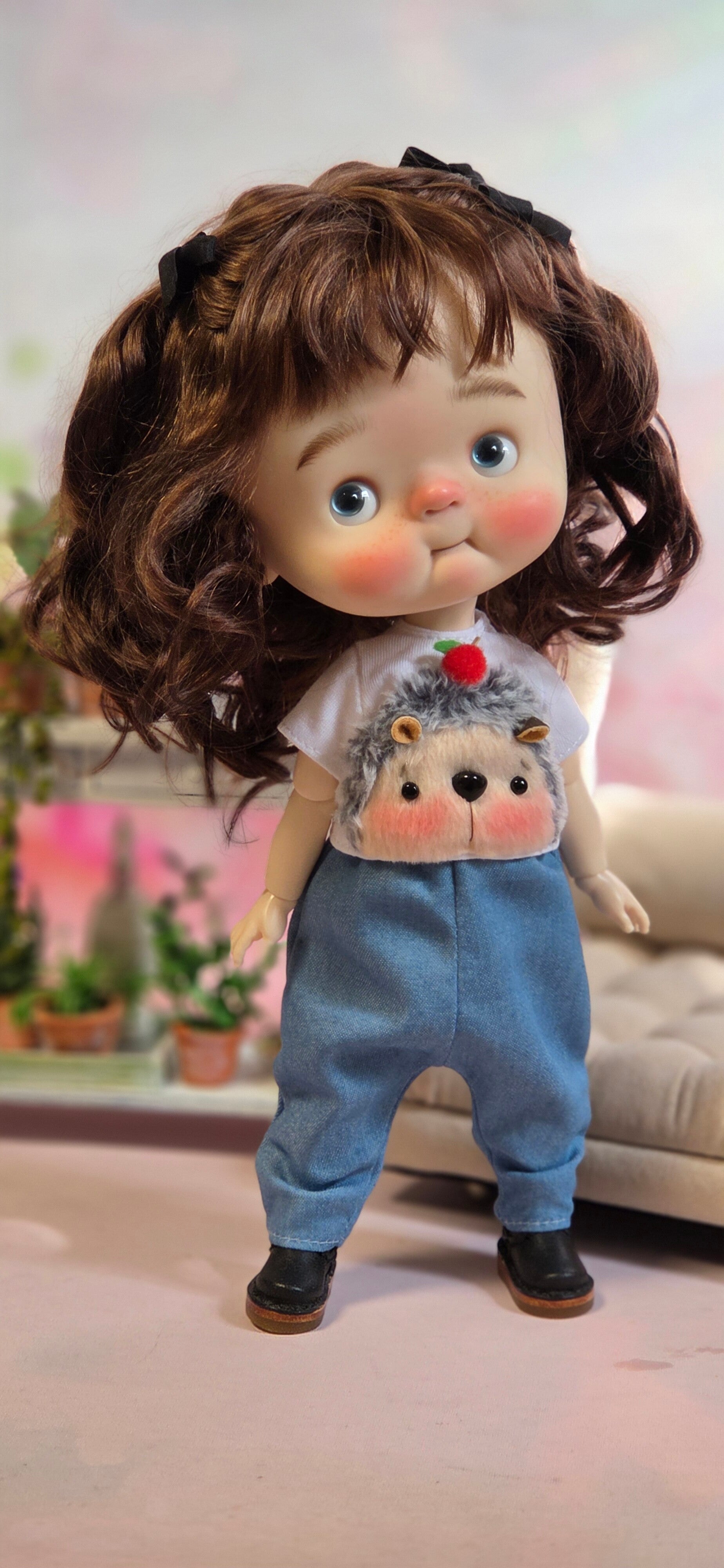 Cute Hedgehog T-Shirt with denim pants for Qbaby. Big fish body