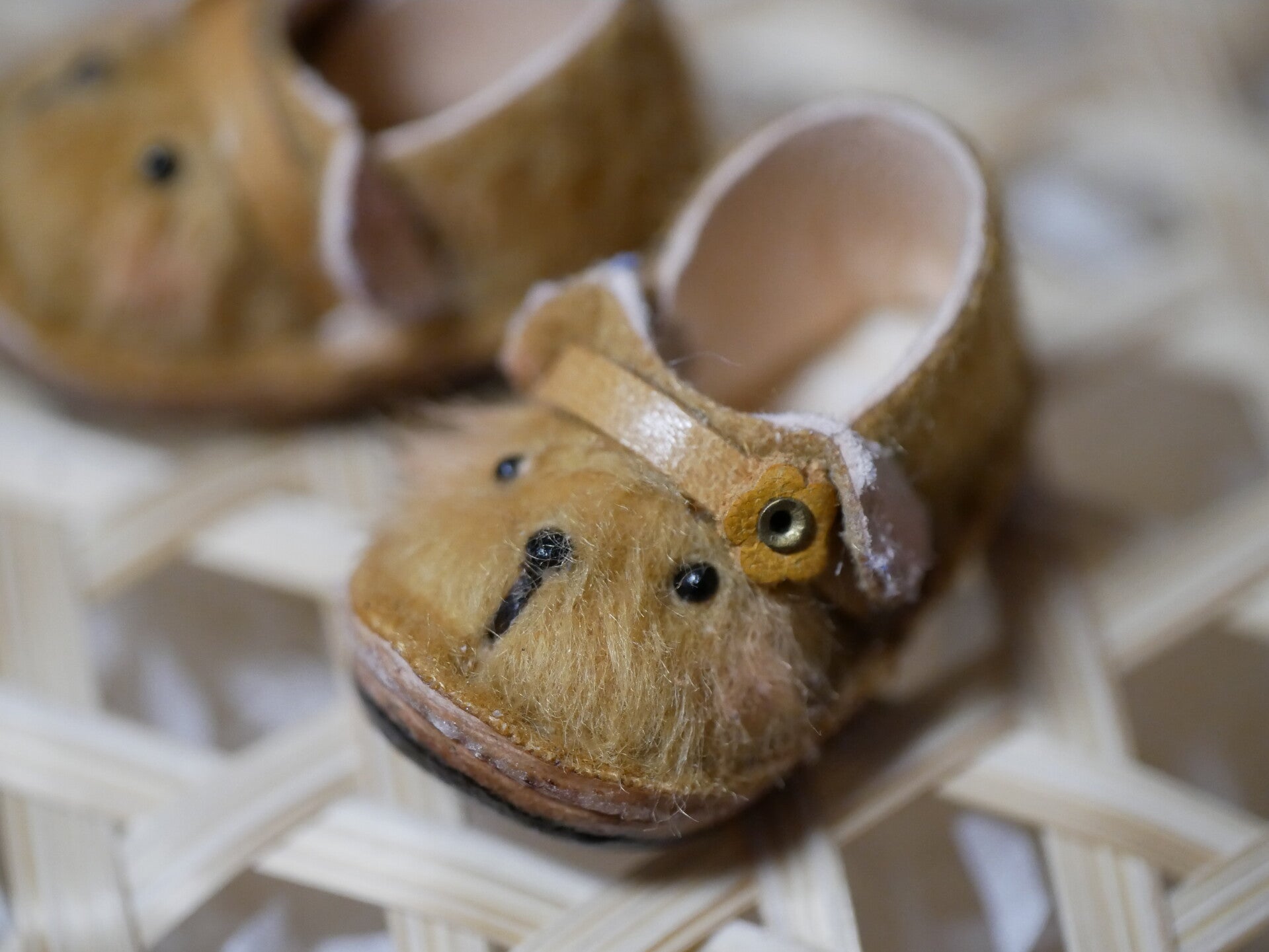Cute fluffy animal shoes for Blythe, Holala, Monst doll./ Lt brown ( Dk Champagne)