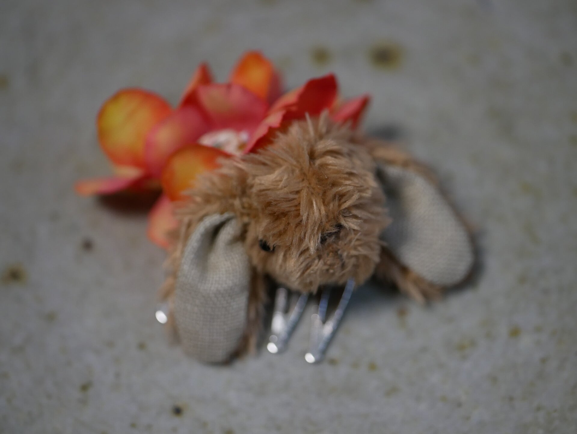 Handmade cute rabbit hairpins for dolls./ Orange (Right)