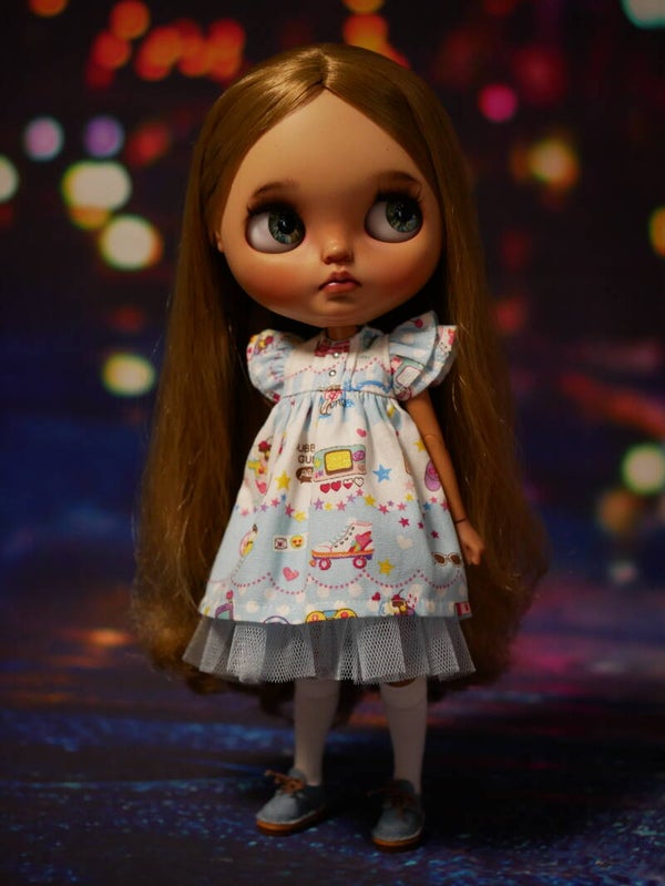 Harajuku dress for Blythe/ Candy blue