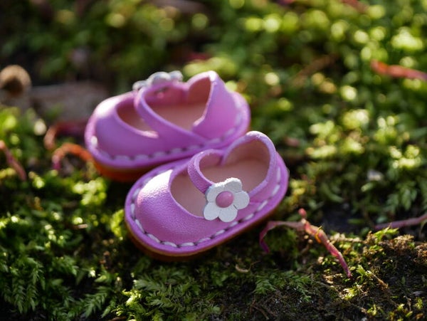 Leather shoes with flowers for Blythe, Holala, Monst doll. / Pink