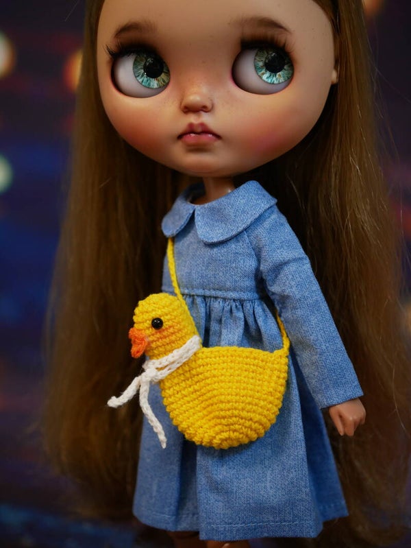 Duck with white scarf Handbag for Blythe, Holala, Ma_Ola, Bokka, Amooooore, Monst, Ododo dolls.