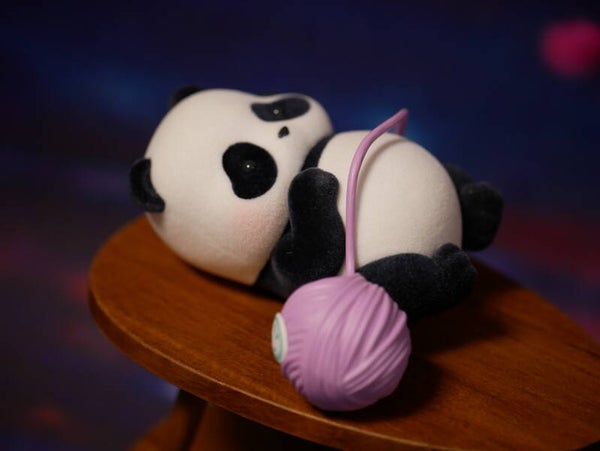 Furry panda toy (Opened blind box)/ Panda with a ball of yarn