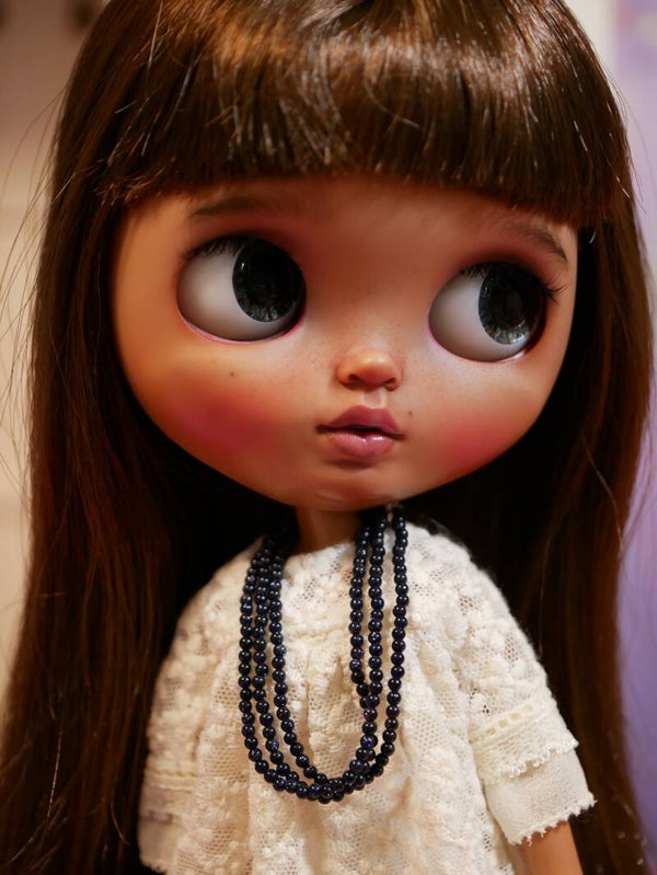 Natural stone necklace size 2 mm, length 42 cm / blue Goldstone