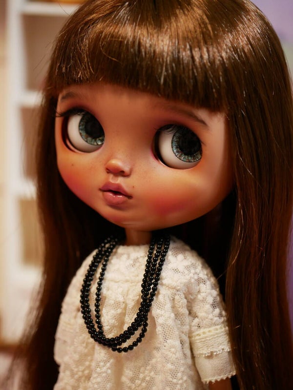 Natural stone necklace size 2 mm, total length 42 cm / Black Agate