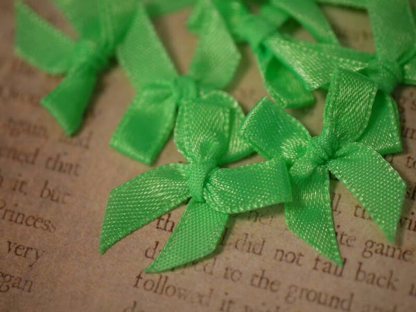 Tiny Satin Ribbon Bows./ 19. Neon green
