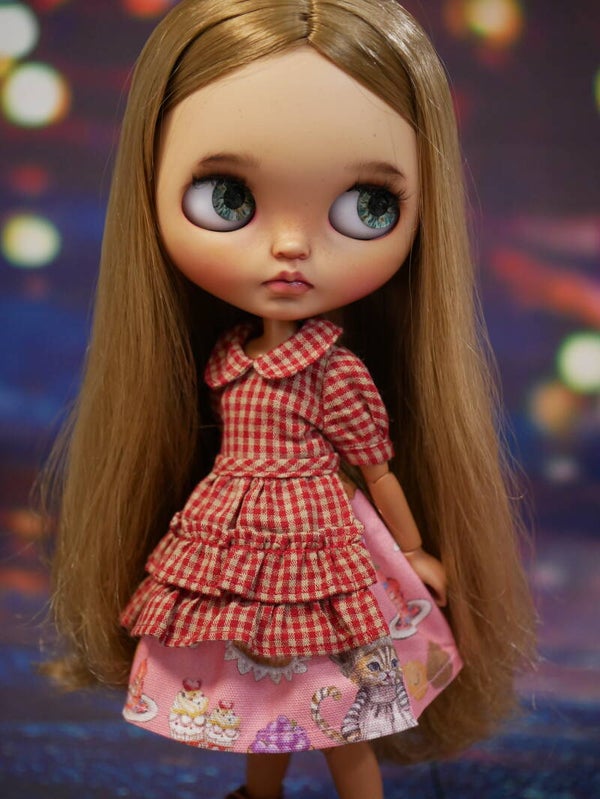 Lovely Blythe short sleeve dress./ Set of 2 pieces./ Red-Pink