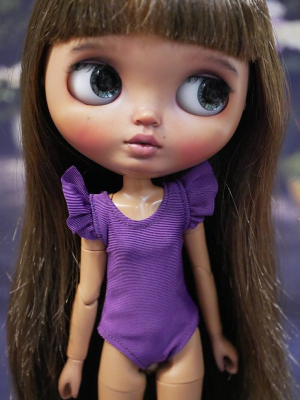 Body / Swimsuit with butterfly sleeves for Blythe. /  Purple