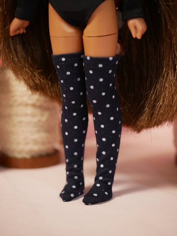 Long stockings for Blythe dolls./ Dk blue-white dots