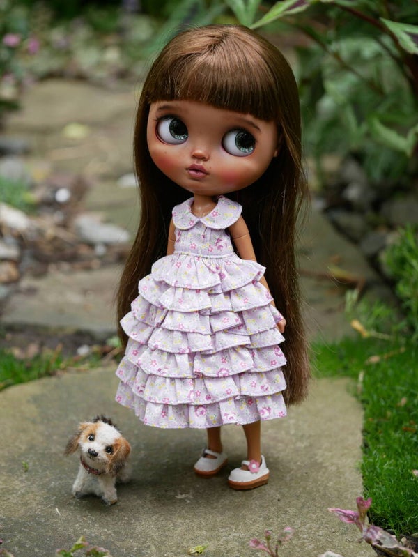 Beautiful floral dress, with ruffle skirt for Blythe & Emily./ Lilac