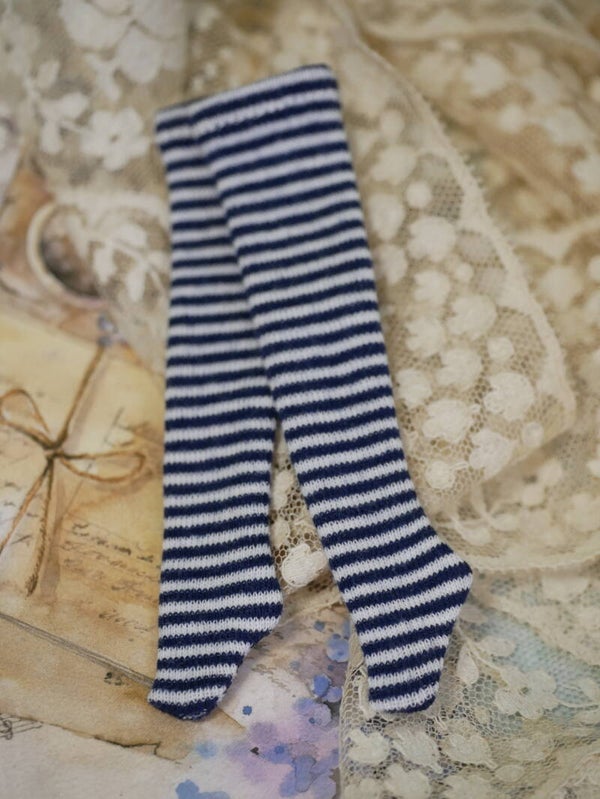 Long stockings for Blythe dolls./ Dk blue- white