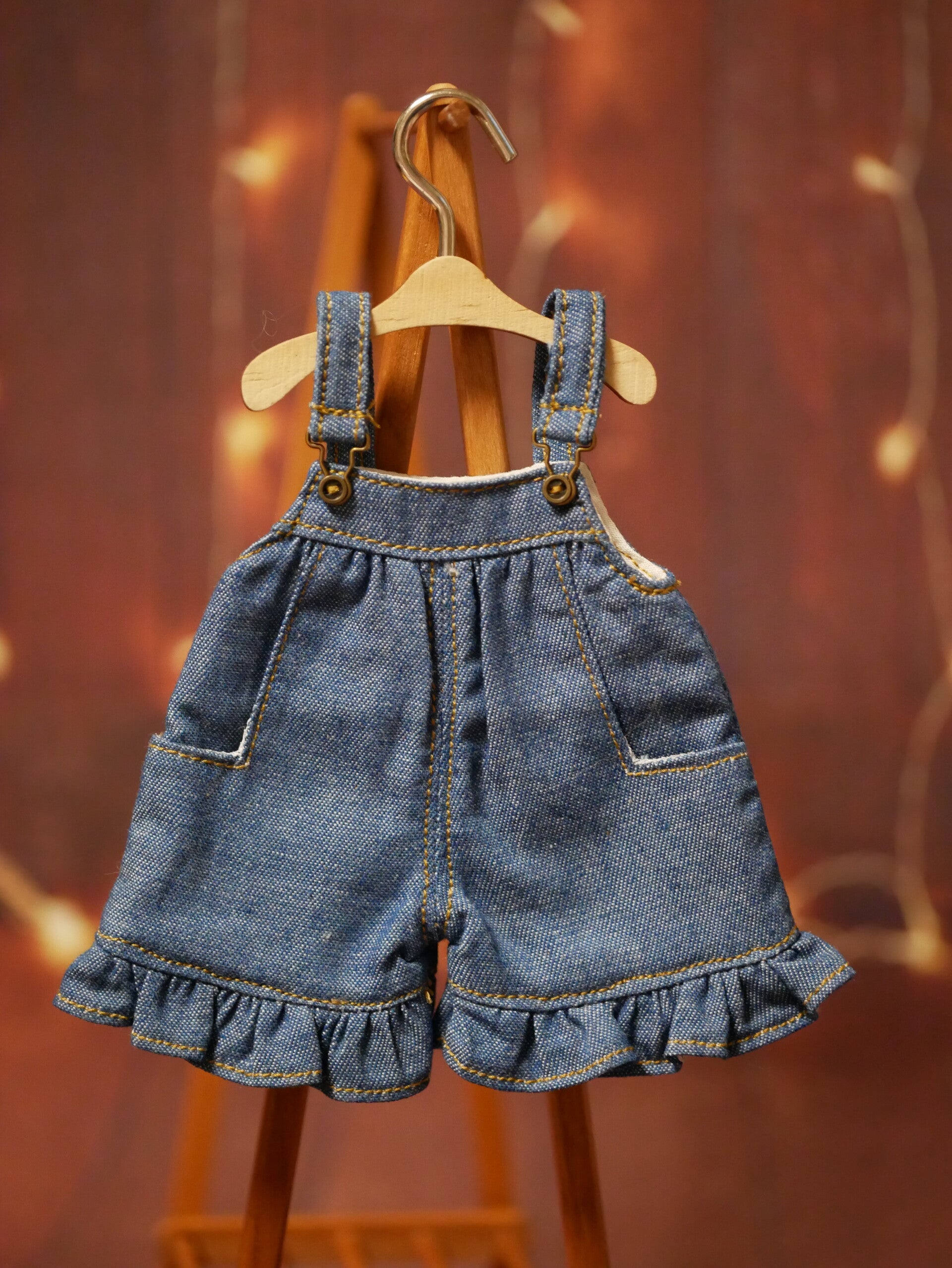 Cute short denim overall for Blythe & Qbaby / M blue 02