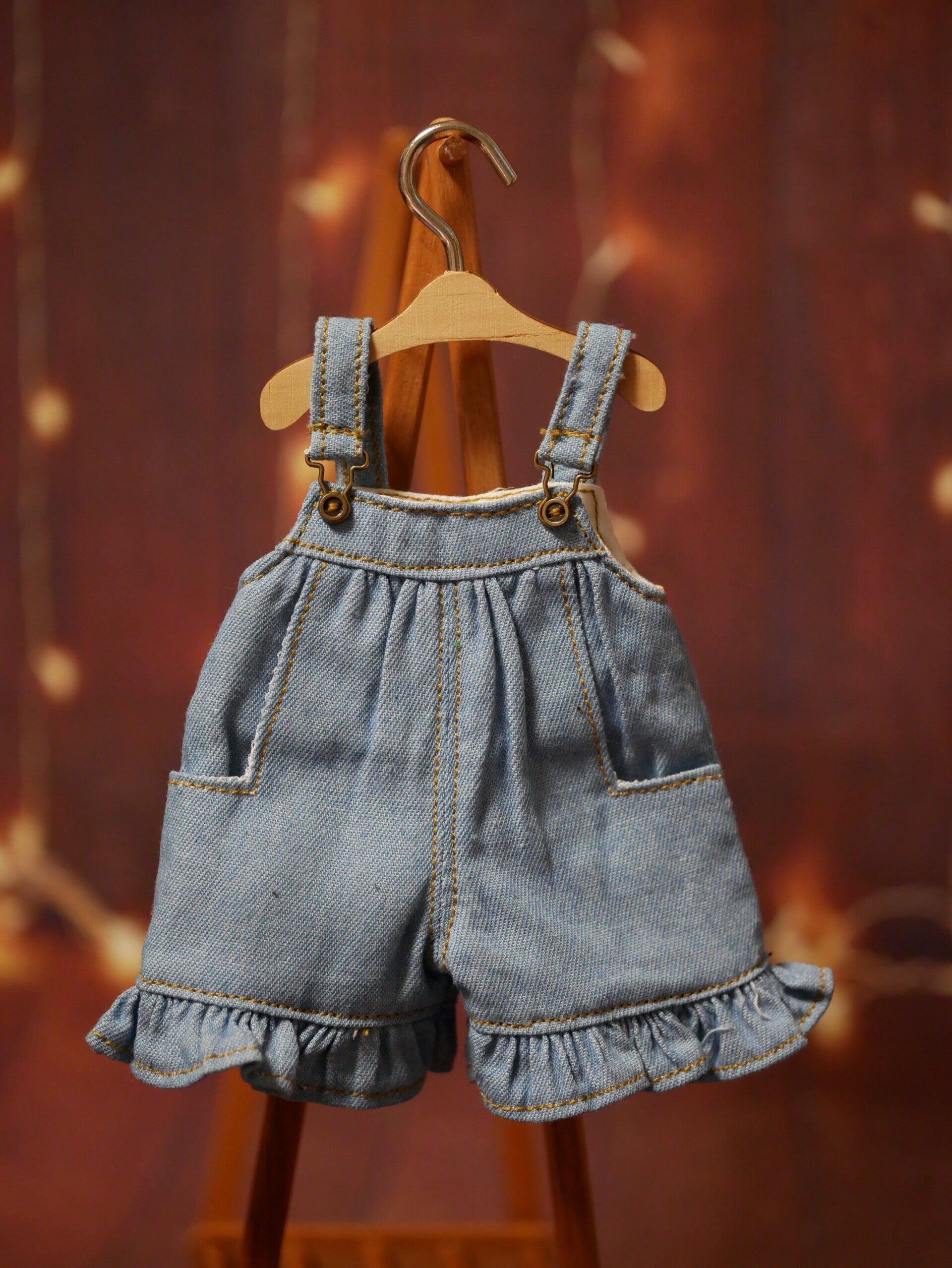 Cute short denim overall for Blythe & Qbaby / Lt blue 01