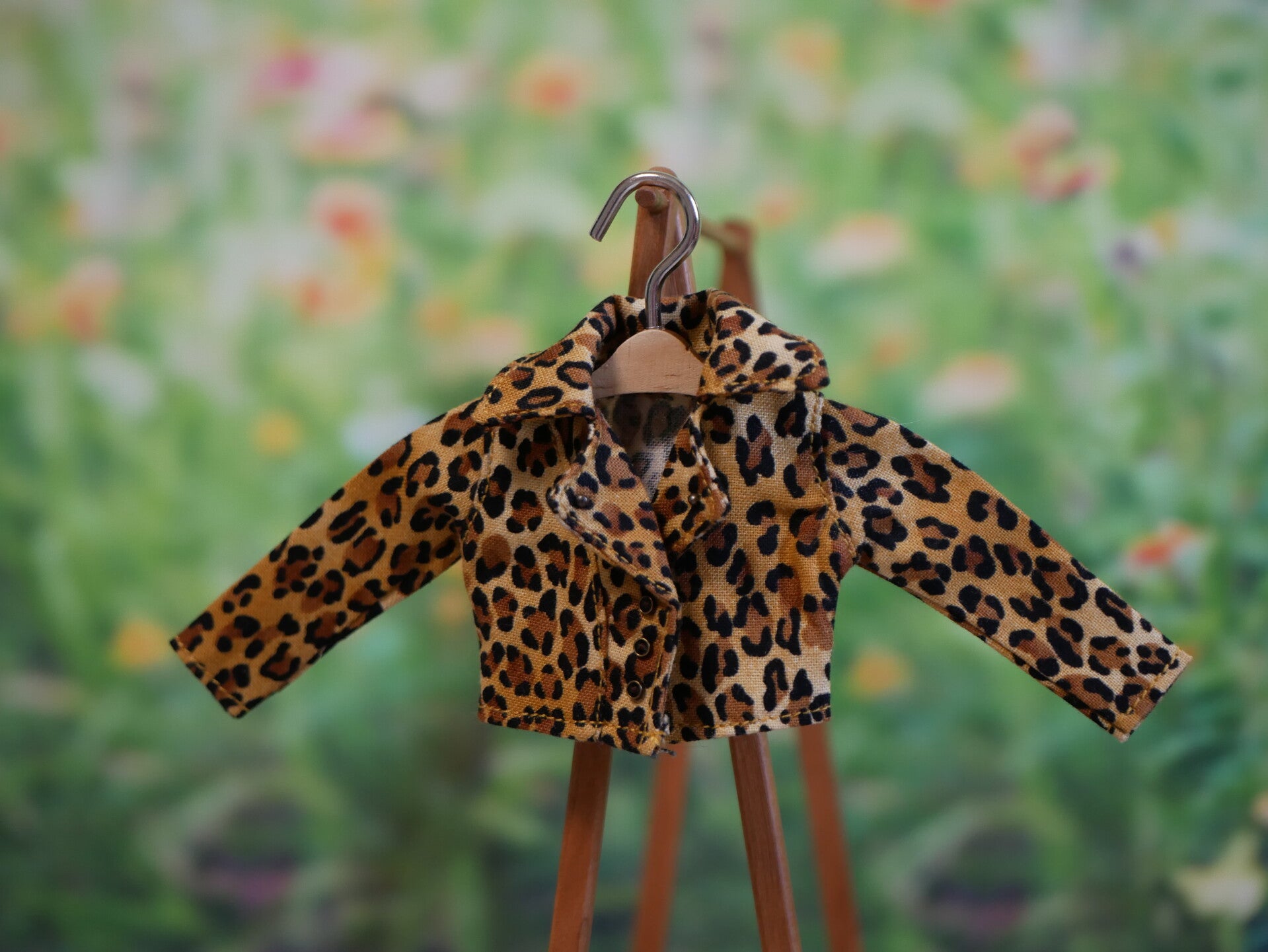 Beautiful details Denim jacket for Blythe doll/ Leopard print.