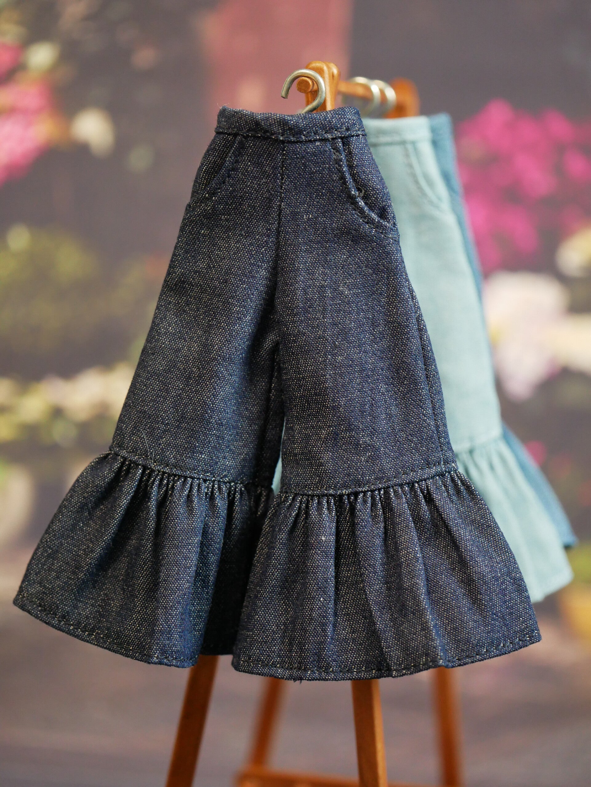 Pants with ruffle for Blythe doll. / Denim Dk blue 03