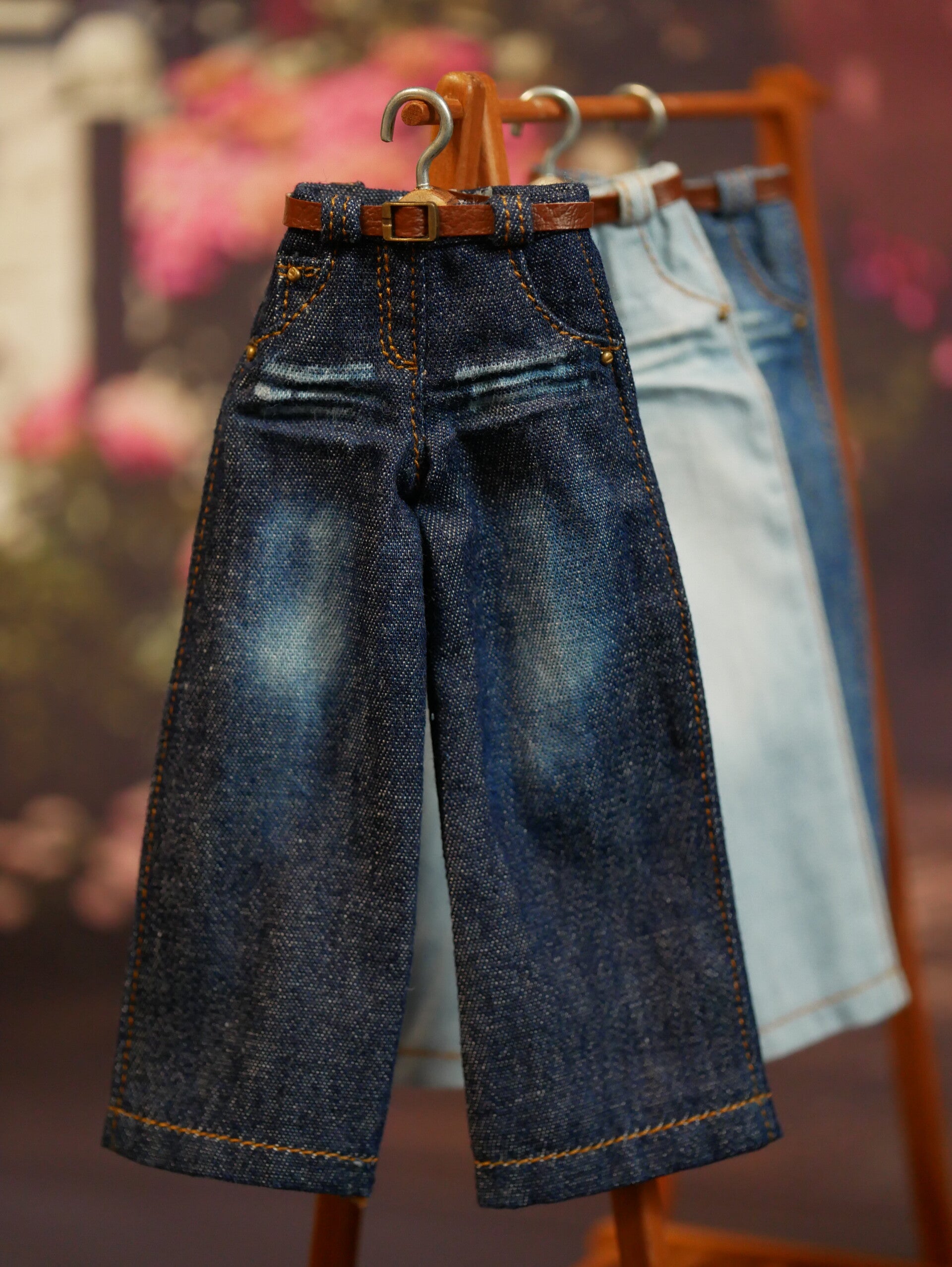 Wide jeans pants pants for Blythe dolls./ Dk blue 0003