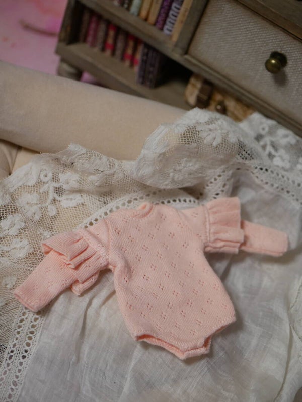 Long sleeve bode with ruffles for Blythe dolls./ Salmon pink