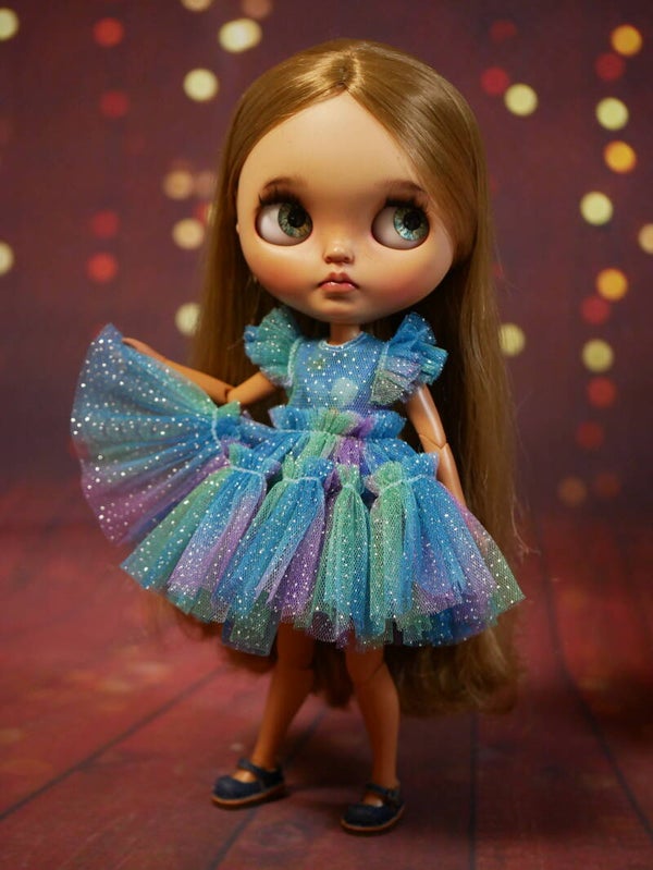 Beautiful colorful Tulle dress./ Mix Blue & green