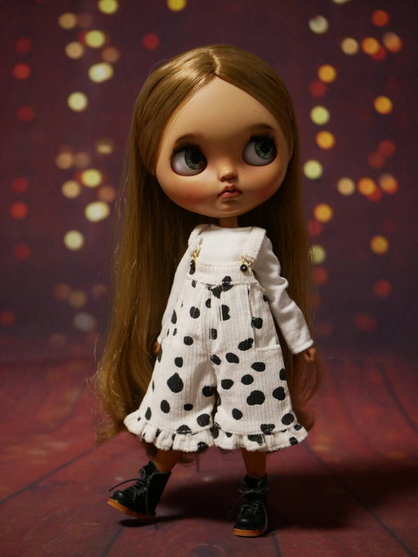 Cute cow short overall for Blythe.