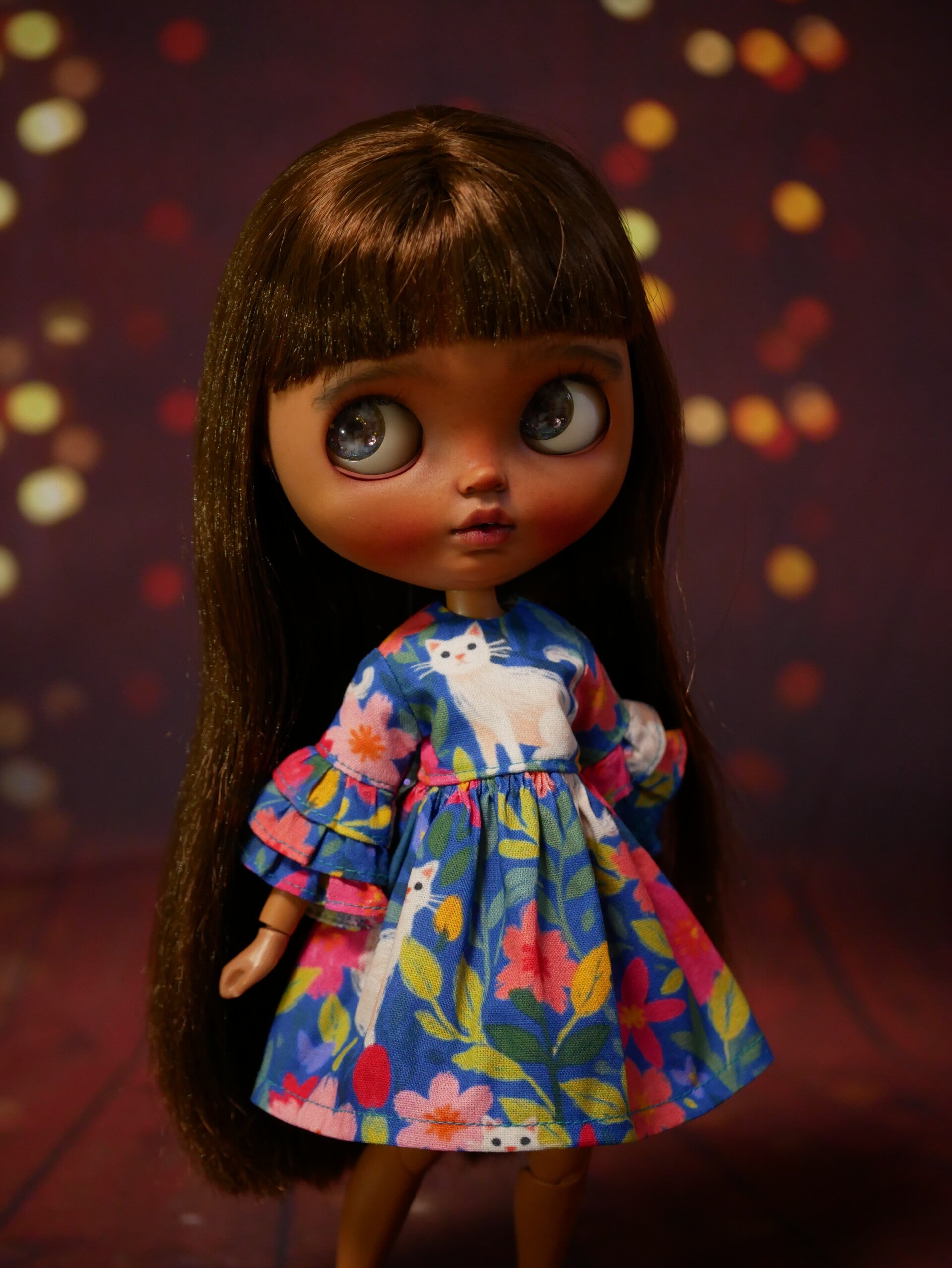 Beautiful dress for Blythe with cat print