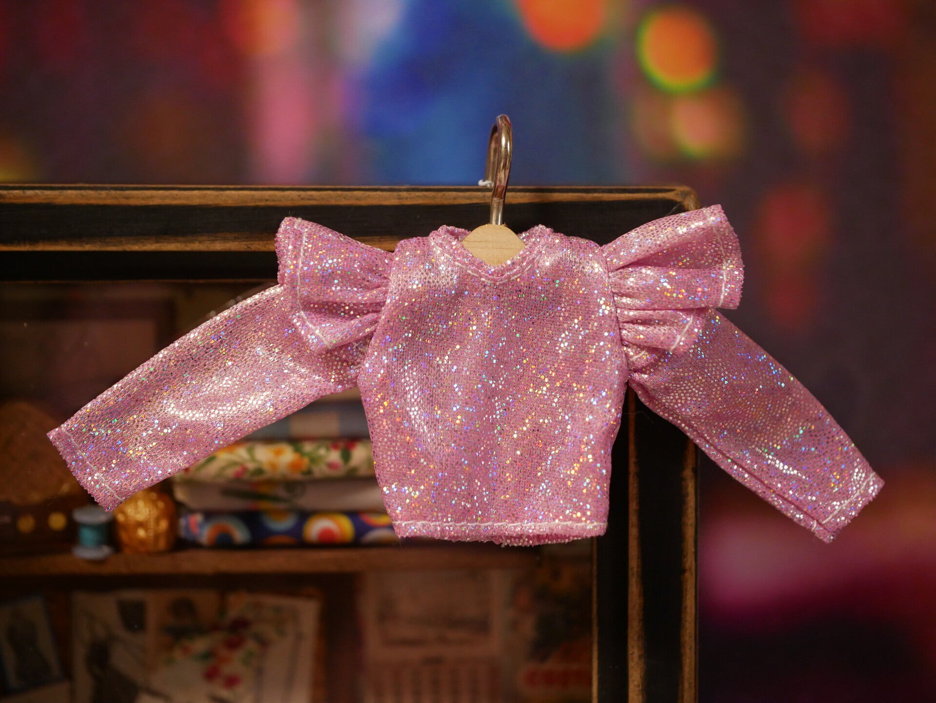 Blythe Puff-Sleeve Glitter Top./ Bubblegum Pink