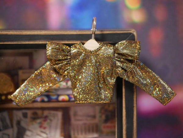 Blythe Puff-Sleeve Glitter Top./ Golden Bronze
