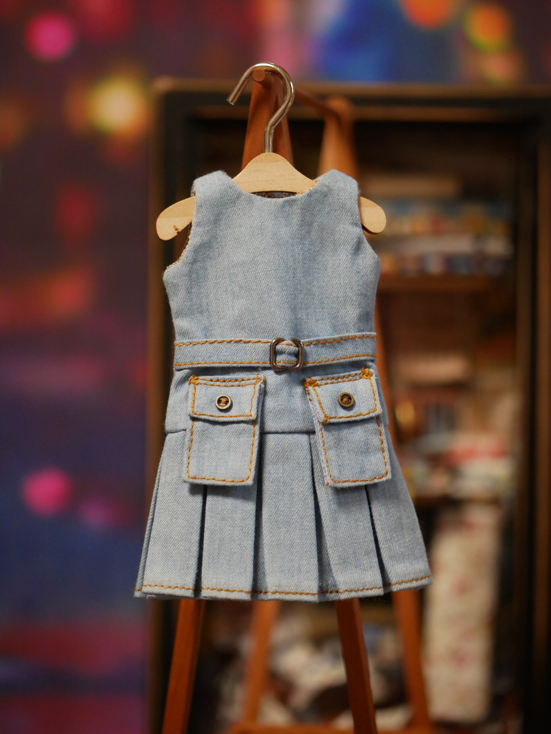 Blythe Retro Chic Denim Utility Dress Collection./ Lt blue