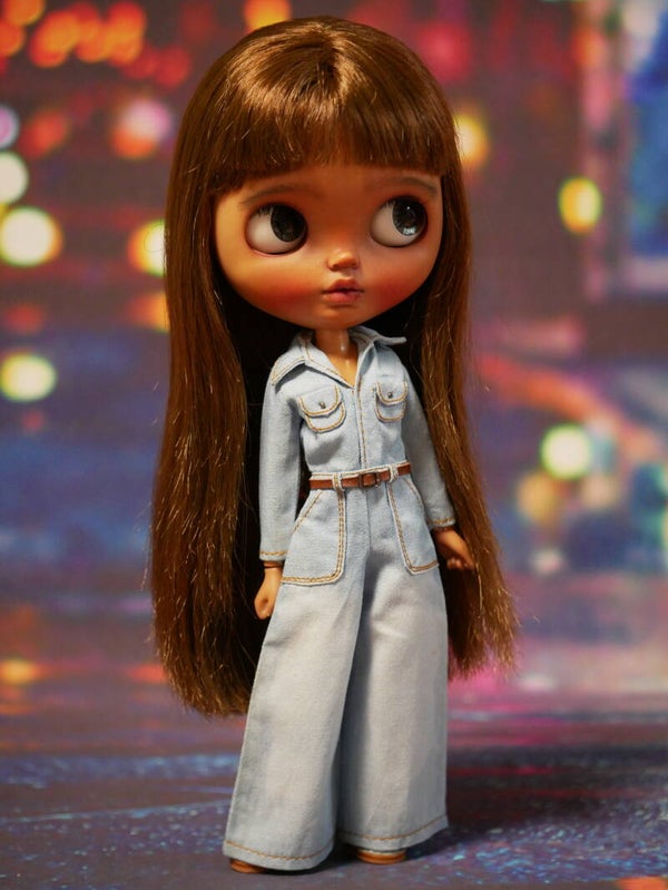 "City-chic" Denim Jumpsuit. / Lt blue